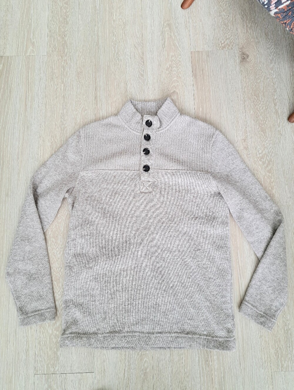 Telluride Clothing Company Men's Oatmeal Button-Neck Pullover Sweater Sz S